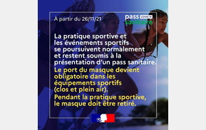 NOUVEAU PROTOCOLE SANITAIRE AU 26 11 2021