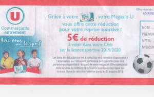 PARTENARIAT HYPER U bons licences 5€ (dernier jour Dimanche 11 10 2025)