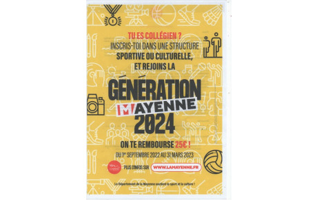 Aide de 25 € jeune collégien MAYENNE