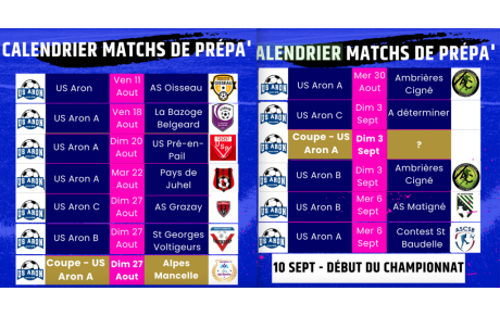 Planning des matchs de préparation